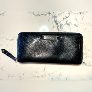Cole Haan black envelope wallet, black with silver hardware